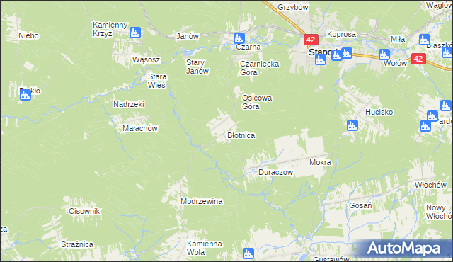 mapa Błotnica gmina Stąporków, Błotnica gmina Stąporków na mapie Targeo