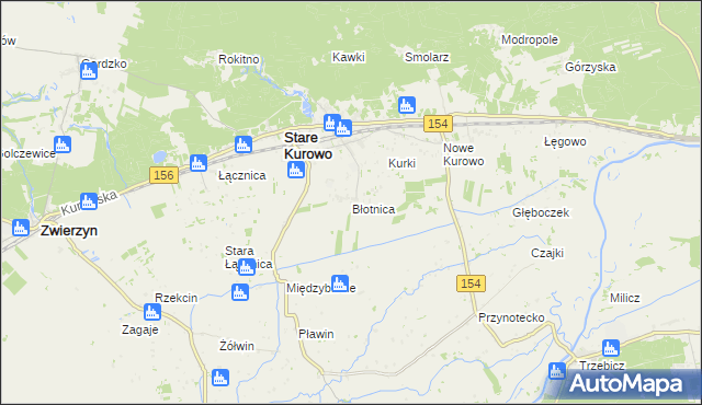 mapa Błotnica gmina Stare Kurowo, Błotnica gmina Stare Kurowo na mapie Targeo