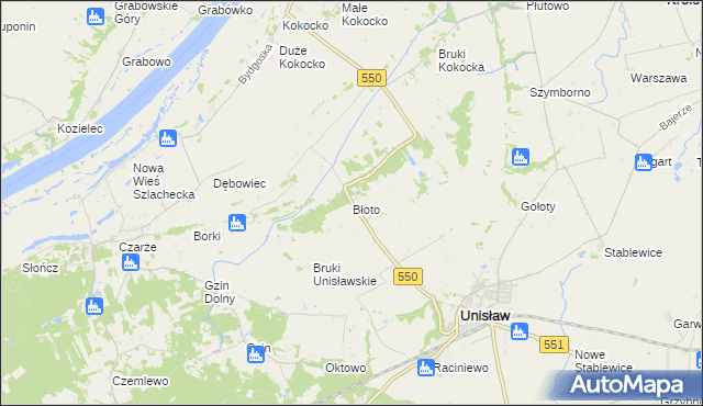mapa Błoto gmina Unisław, Błoto gmina Unisław na mapie Targeo