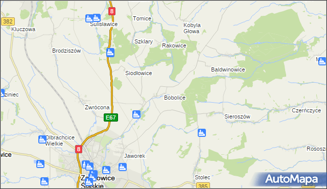 mapa Bobolice gmina Ząbkowice Śląskie, Bobolice gmina Ząbkowice Śląskie na mapie Targeo