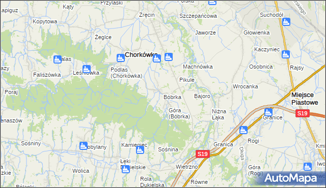 mapa Bóbrka gmina Chorkówka, Bóbrka gmina Chorkówka na mapie Targeo