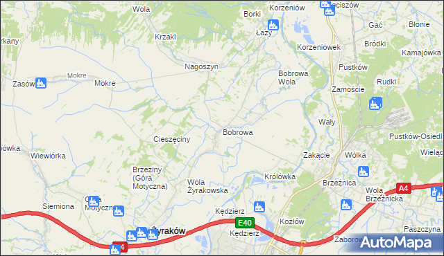 mapa Bobrowa gmina Żyraków, Bobrowa gmina Żyraków na mapie Targeo