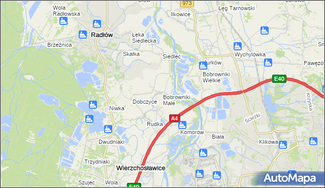 mapa Bobrowniki Małe, Bobrowniki Małe na mapie Targeo