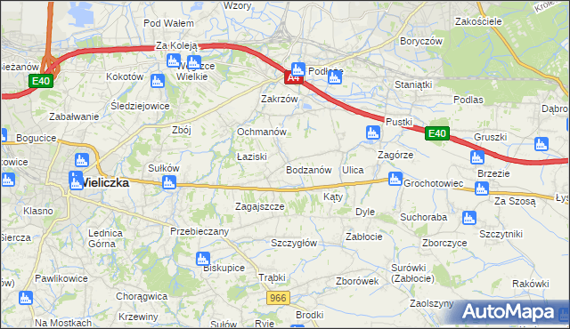 mapa Bodzanów gmina Biskupice, Bodzanów gmina Biskupice na mapie Targeo