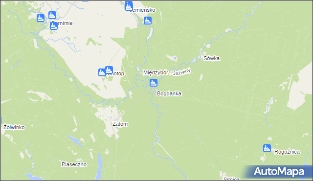 mapa Bogdanka gmina Drawno, Bogdanka gmina Drawno na mapie Targeo