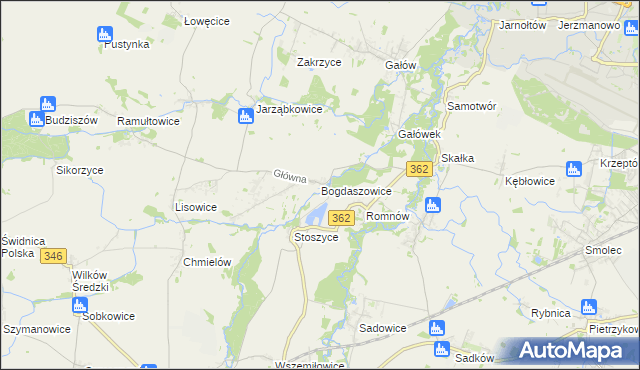 mapa Bogdaszowice, Bogdaszowice na mapie Targeo