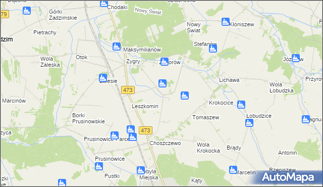 mapa Bogucice gmina Zadzim, Bogucice gmina Zadzim na mapie Targeo