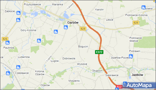 mapa Bogucin gmina Garbów, Bogucin gmina Garbów na mapie Targeo