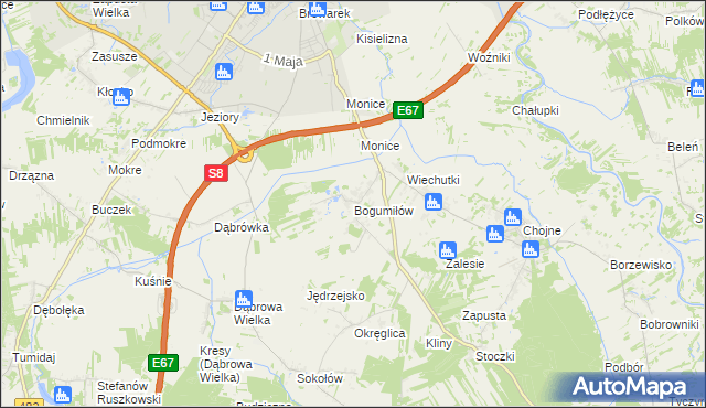mapa Bogumiłów gmina Sieradz, Bogumiłów gmina Sieradz na mapie Targeo