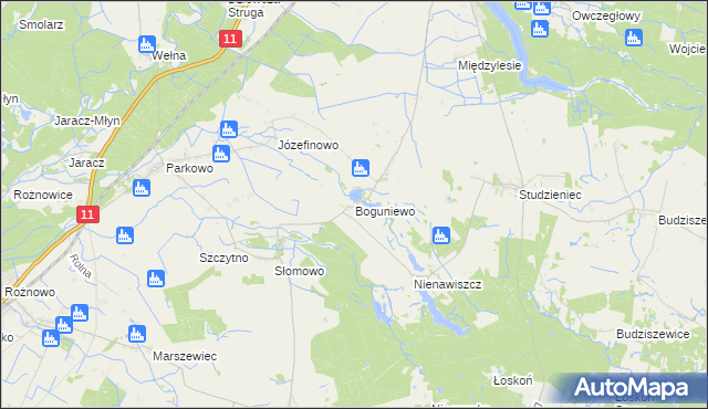 mapa Boguniewo, Boguniewo na mapie Targeo
