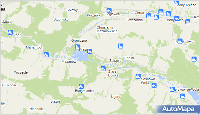 mapa Boiska-Kolonia gmina Józefów nad Wisłą, Boiska-Kolonia gmina Józefów nad Wisłą na mapie Targeo