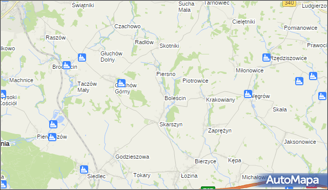 mapa Boleścin gmina Trzebnica, Boleścin gmina Trzebnica na mapie Targeo