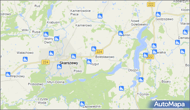 mapa Bolesławowo gmina Skarszewy, Bolesławowo gmina Skarszewy na mapie Targeo