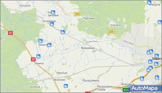 mapa Boleszewo, Boleszewo na mapie Targeo