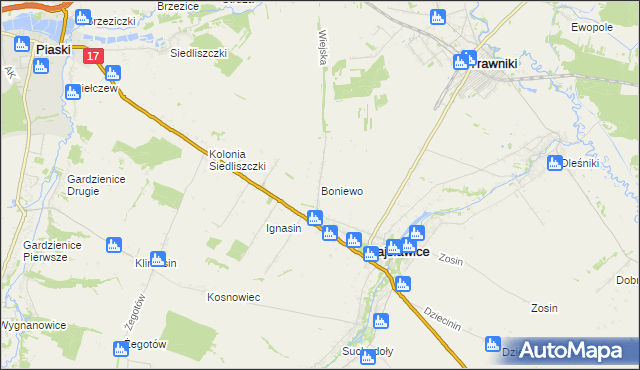 mapa Boniewo gmina Fajsławice, Boniewo gmina Fajsławice na mapie Targeo