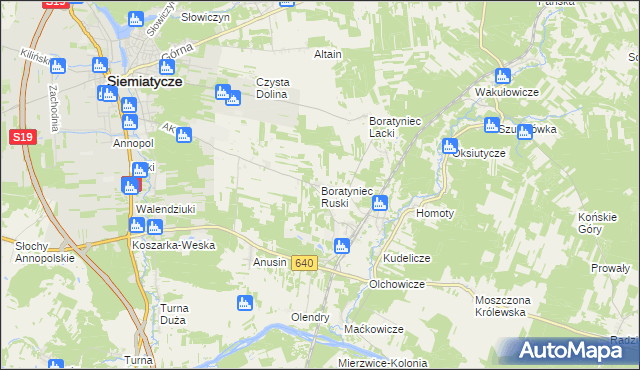 mapa Boratyniec Ruski, Boratyniec Ruski na mapie Targeo