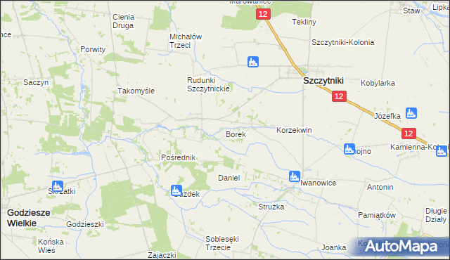 mapa Borek gmina Szczytniki, Borek gmina Szczytniki na mapie Targeo