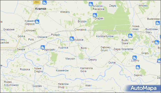 mapa Borki gmina Kramsk, Borki gmina Kramsk na mapie Targeo