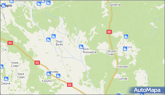 mapa Borki Rozowskie, Borki Rozowskie na mapie Targeo
