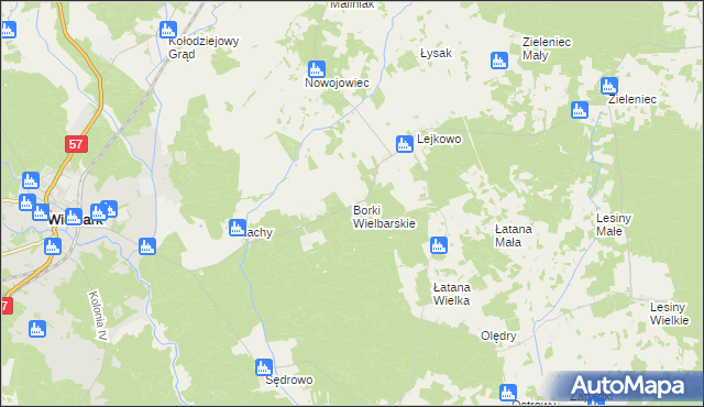 mapa Borki Wielbarskie, Borki Wielbarskie na mapie Targeo
