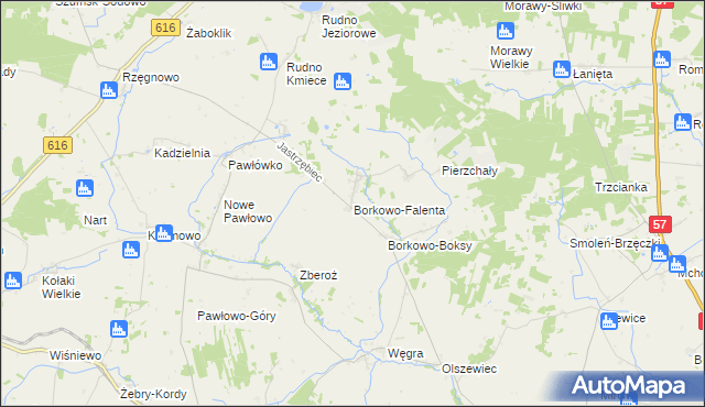 mapa Borkowo-Falenta, Borkowo-Falenta na mapie Targeo