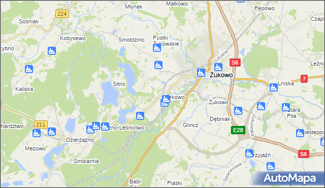 mapa Borkowo gmina Żukowo, Borkowo gmina Żukowo na mapie Targeo