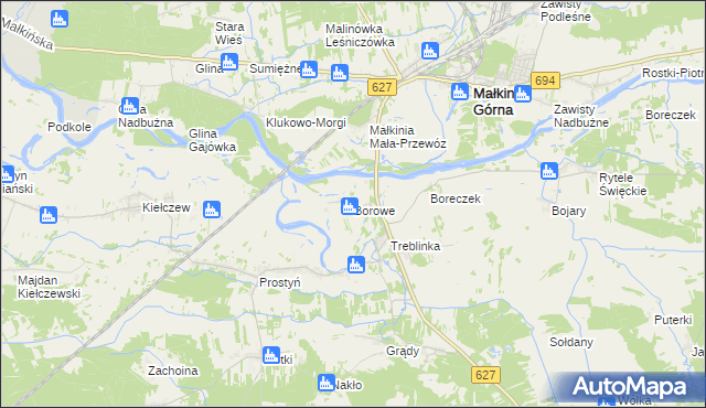 mapa Borowe gmina Małkinia Górna, Borowe gmina Małkinia Górna na mapie Targeo