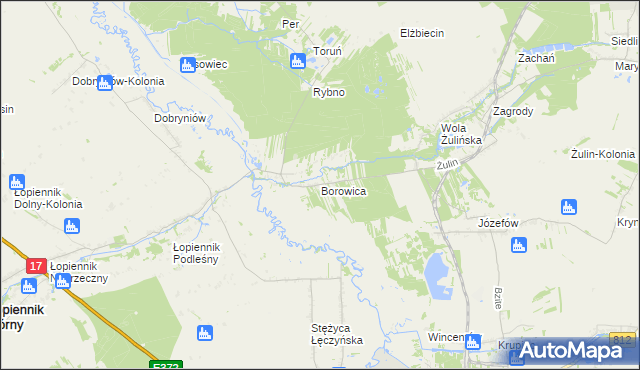 mapa Borowica gmina Łopiennik Górny, Borowica gmina Łopiennik Górny na mapie Targeo