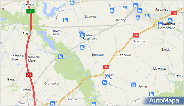 mapa Borówno gmina Kowalewo Pomorskie, Borówno gmina Kowalewo Pomorskie na mapie Targeo