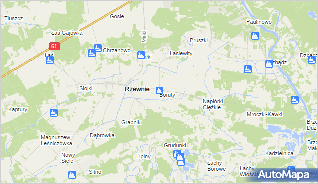 mapa Boruty gmina Rzewnie, Boruty gmina Rzewnie na mapie Targeo