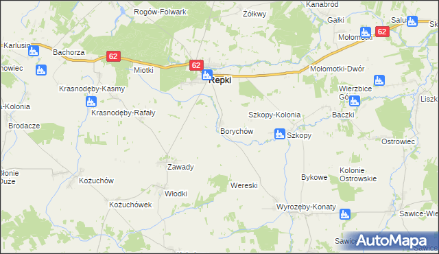 mapa Borychów, Borychów na mapie Targeo