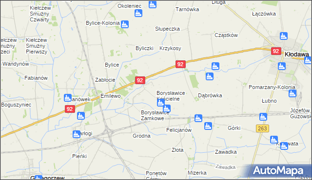 mapa Borysławice Kościelne, Borysławice Kościelne na mapie Targeo