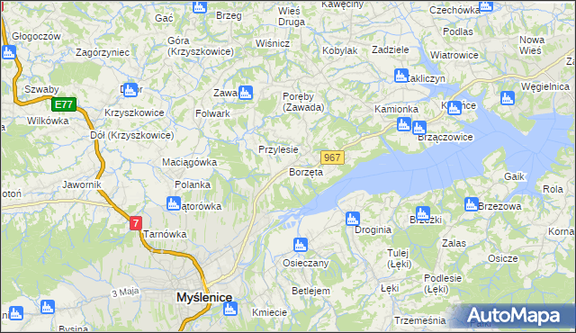 mapa Borzęta, Borzęta na mapie Targeo