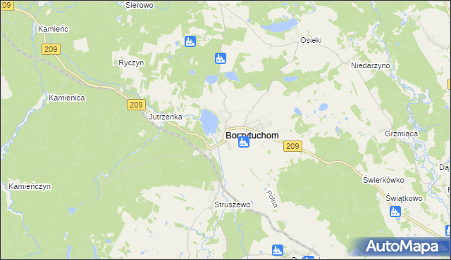 mapa Borzytuchom, Borzytuchom na mapie Targeo