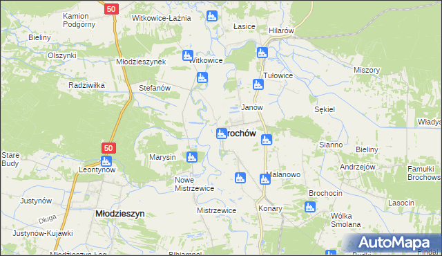 mapa Brochów powiat sochaczewski, Brochów powiat sochaczewski na mapie Targeo