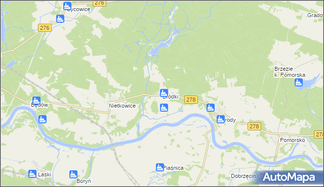 mapa Bródki gmina Czerwieńsk, Bródki gmina Czerwieńsk na mapie Targeo