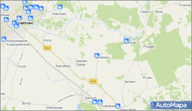 mapa Brodowo gmina Iłowo-Osada, Brodowo gmina Iłowo-Osada na mapie Targeo