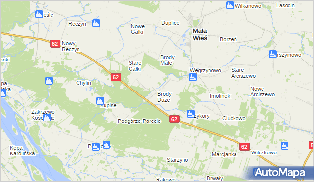 mapa Brody Duże gmina Mała Wieś, Brody Duże gmina Mała Wieś na mapie Targeo