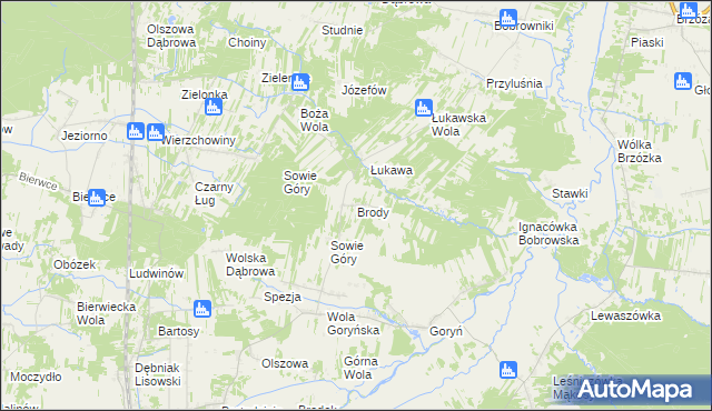 mapa Brody gmina Jastrzębia, Brody gmina Jastrzębia na mapie Targeo