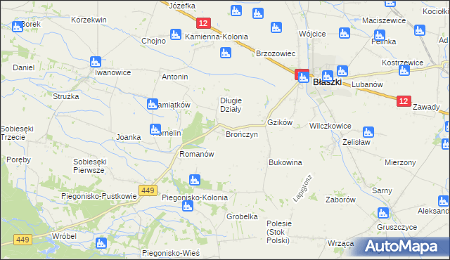 mapa Brończyn, Brończyn na mapie Targeo