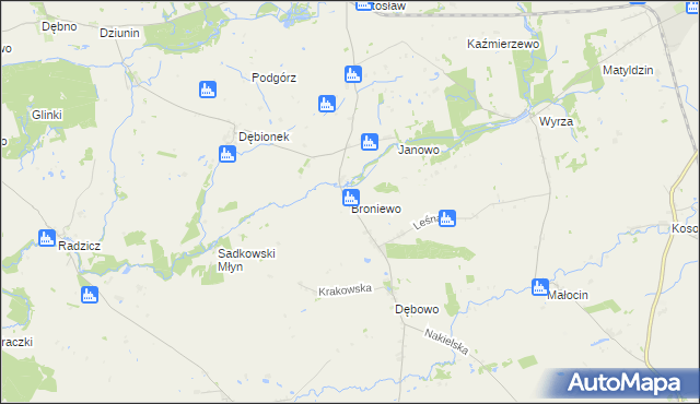 mapa Broniewo gmina Sadki, Broniewo gmina Sadki na mapie Targeo