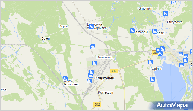 mapa Bronikowo gmina Zbąszynek, Bronikowo gmina Zbąszynek na mapie Targeo