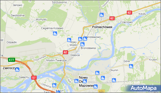 mapa Bronisławka gmina Pomiechówek, Bronisławka gmina Pomiechówek na mapie Targeo