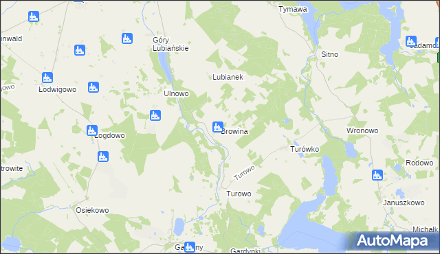 mapa Browina gmina Kozłowo, Browina gmina Kozłowo na mapie Targeo