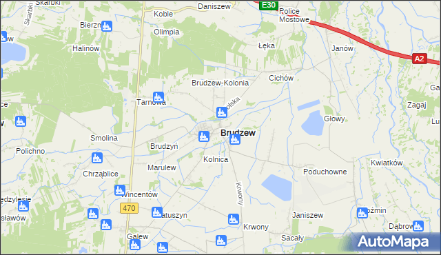 mapa Brudzew powiat turecki, Brudzew powiat turecki na mapie Targeo