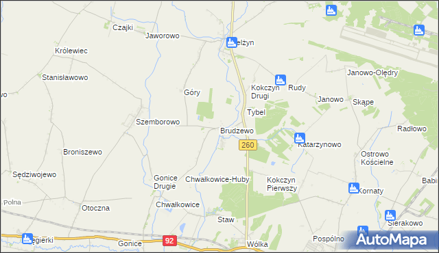 mapa Brudzewo gmina Strzałkowo, Brudzewo gmina Strzałkowo na mapie Targeo