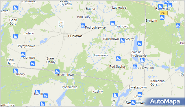 mapa Brukniewo, Brukniewo na mapie Targeo