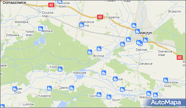 mapa Brynica gmina Wołczyn, Brynica gmina Wołczyn na mapie Targeo