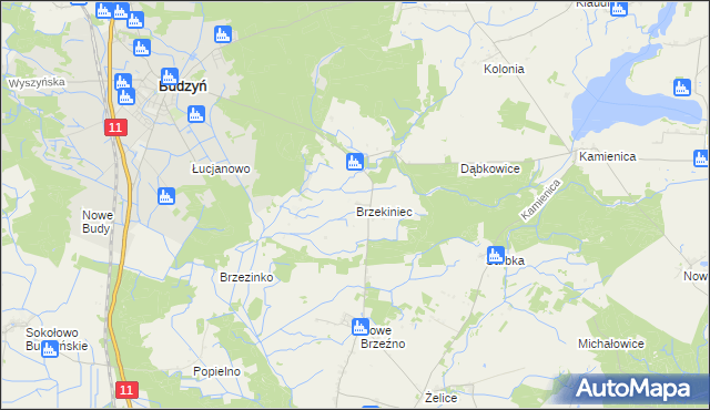 mapa Brzekiniec, Brzekiniec na mapie Targeo