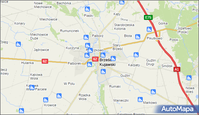 mapa Brześć Kujawski, Brześć Kujawski na mapie Targeo